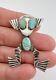 Vtg Fred Harvey Era Navajo Sterling Silver Turquoise Stamped Frog Brooch Pin