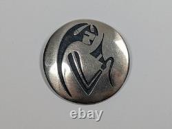 Vtg George Phillips Hopi Sterling Silver Overlay Kokopelli Pin Pendant Brooch
