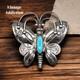 Vtg Handmade Sterling Silver Turquoise Butterfly Brooch Southwest Navajo Native