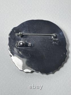 Vtg Jeanette Dale Navajo Native American Sterling Silver Black Onyx Pin Pendant