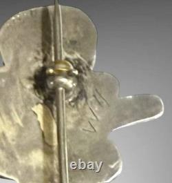 Vtg Large Native American Sterling Silver Turquoise Coral Wise Owl Brooch Signed Vtg Large Native American Sterling Silver Turquoise Coral Wise Owl Brooch Signed