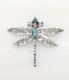 Vtg Large Navajo Sterling Silver Turquoise Dragonfly Pin Brooch Stamped 2&frac12;