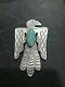 Vtg Navajo Old Fred Harvey Era Sterling Thunderbird Pin 4 Inches Huge Turquoise