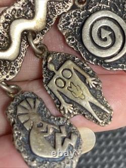 Vtg Native American Heavy Signed sterling silver petroglyph pin/brooch