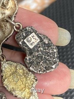 Vtg Native American Heavy Signed sterling silver petroglyph pin/brooch