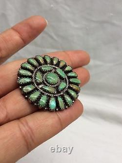 Vtg Native American Larry Moses Begay sterling 925 turquoise Pin Pendant