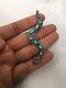 Vtg Native American Navajo Sterling Silver Turquoise Snake Pin Brooch