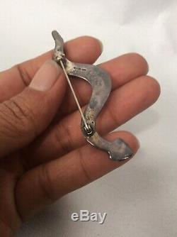Vtg Native American Navajo sterling Silver turquoise Snake Pin Brooch