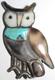 Vtg Native American Turquoise Shell Inlay Owl Brooch Pin 1-5/16