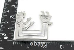 Vtg Native American YEI BEI Navajo Large 925 Sterling Silver Sandcast Brooch Pin