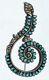 Vtg Native American Zuni Petit Point Turquoise Sterling Silver Treble Clef Pin