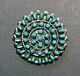 Vtg Native American Zuni Petit Point Turquoise Sterling Silver Round Pin/pendant