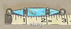 Vtg Native Navajo Frank Patania Shops Sterling Turquoise Handmade Pin / Brooch
