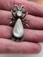 Vtg Navajo Handmade Sterling Silver Pink Mother Of Pearl Bug Insect Brooch Pin