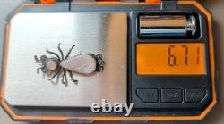 Vtg Navajo Handmade Sterling Silver Pink Mother Of Pearl Bug Insect Brooch Pin