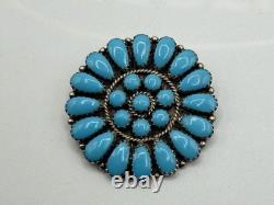 Vtg Navajo Rey Nez Sterling Turquoise Native American Petit Point Pin Pendant
