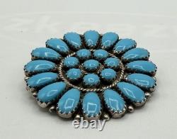 Vtg Navajo Rey Nez Sterling Turquoise Native American Petit Point Pin Pendant