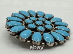 Vtg Navajo Rey Nez Sterling Turquoise Native American Petit Point Pin Pendant