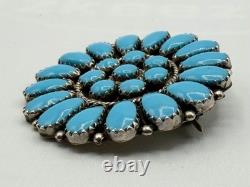 Vtg Navajo Rey Nez Sterling Turquoise Native American Petit Point Pin Pendant