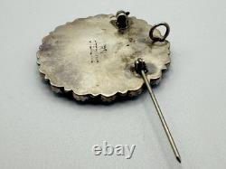 Vtg Navajo Rey Nez Sterling Turquoise Native American Petit Point Pin Pendant