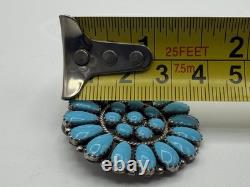 Vtg Navajo Rey Nez Sterling Turquoise Native American Petit Point Pin Pendant