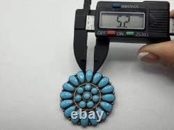 Vtg Navajo Rey Nez Sterling Turquoise Native American Petit Point Pin Pendant