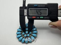 Vtg Navajo Rey Nez Sterling Turquoise Native American Petit Point Pin Pendant