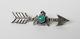 Vtg Navajo Stamped Sterling Silver Thunderbird Arrow Natural Turquoise Brooch