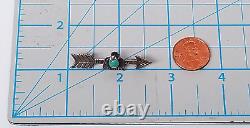 Vtg Navajo Stamped Sterling Silver Thunderbird Arrow Natural Turquoise Brooch