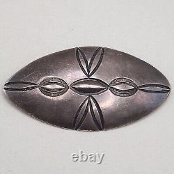 Vtg Navajo Sterling Hand Stamped Brooch Old Pawn Silver Pin Native American Rare