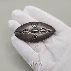 Vtg Navajo Sterling Hand Stamped Brooch Old Pawn Silver Pin Native American Rare