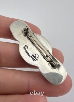 Vtg Navajo Sterling Silver Sleeping Beauty Turquoise & Coral Stamped Pin Brooch