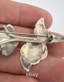 Vtg Navajo Sterling Silver Stamped 3d Rose Flower Pin Brooch 2 3/8