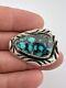 Vtg Navajo Sterling Silver Webb Bisbee Turquoise Stamped Concho Pin Brooch 1.5