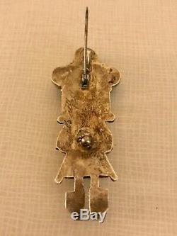 Vtg Navajo Turquoise Kachina Pin Pendant Doris Smallcanyon Sterling Silver Yei