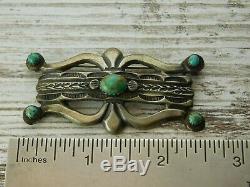 Vtg OLD Pawn NAVAJO Cast Sterling Silver King's Manassa TURQUOISE BROOCH Pin