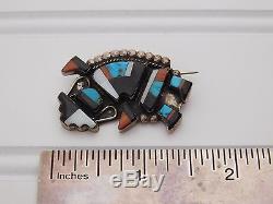 Vtg Old Pawn Early ZUNI Inlay Turquoise Spiny Oyster RAINBOW MAN Pin