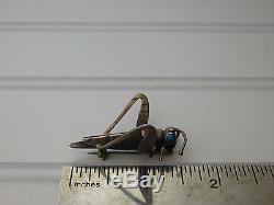 Vtg Old Pawn Sterling Silver Navajo GRASSHOPPER Turquoise Pin