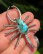 Vtg Pawn Navajo Scorpion Sterling Silver & Blue Carico Lake Turquoise Pin Brooch