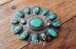 Vtg Pawn Navajo'Stamped Arrows' Sterling Silver Turquoise Butterfly Pin Brooch