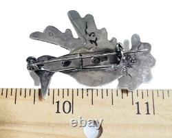 Vtg Signed Kb Native American Sterling Silver Turquoise Thunderbird Brooch Nice