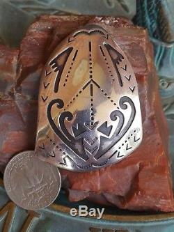 Vtg Signed Native American Stamped Frog Large Sterling Silver Pin/Brooch