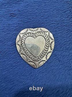 Vtg Signed RJ Robert Johnson Sterling Silver Navajo Heart Brooch Pin 2