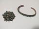 Vtg Silver Zuni Pin Pendant + Native American Turquoise Snake Eye Cuff Bracelet