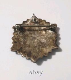 Vtg Silver Zuni Pin Pendant + Native American Turquoise Snake Eye Cuff Bracelet