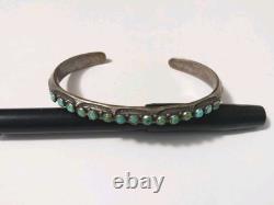 Vtg Silver Zuni Pin Pendant + Native American Turquoise Snake Eye Cuff Bracelet