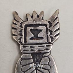 Vtg Sterling Hopi Dancer Brooch Old Dead Pawn Ceremonial Silver Pin Overlay READ