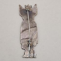 Vtg Sterling Hopi Dancer Brooch Old Dead Pawn Ceremonial Silver Pin Overlay READ