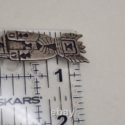 Vtg Sterling Hopi Dancer Brooch Old Dead Pawn Ceremonial Silver Pin Overlay READ