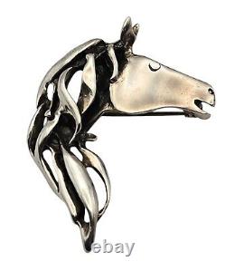 Vtg Sterling Silver Native American Horse Head Brooch & Pendant Artist Signed In
